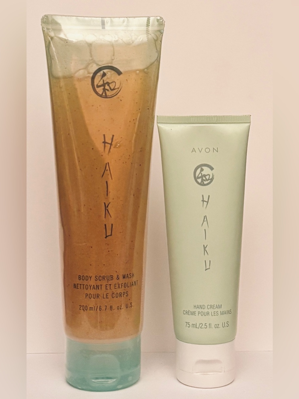 Avon Haiku body scrub & wash + fragranced hand cream